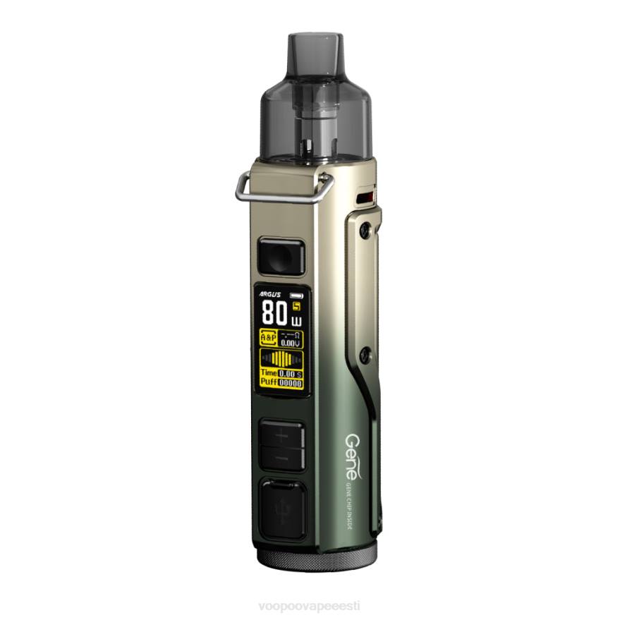 VOOPOO ARGUS PRO pod mod komplekt mustjasroheline kuld VOOPOO vape pen 08L830